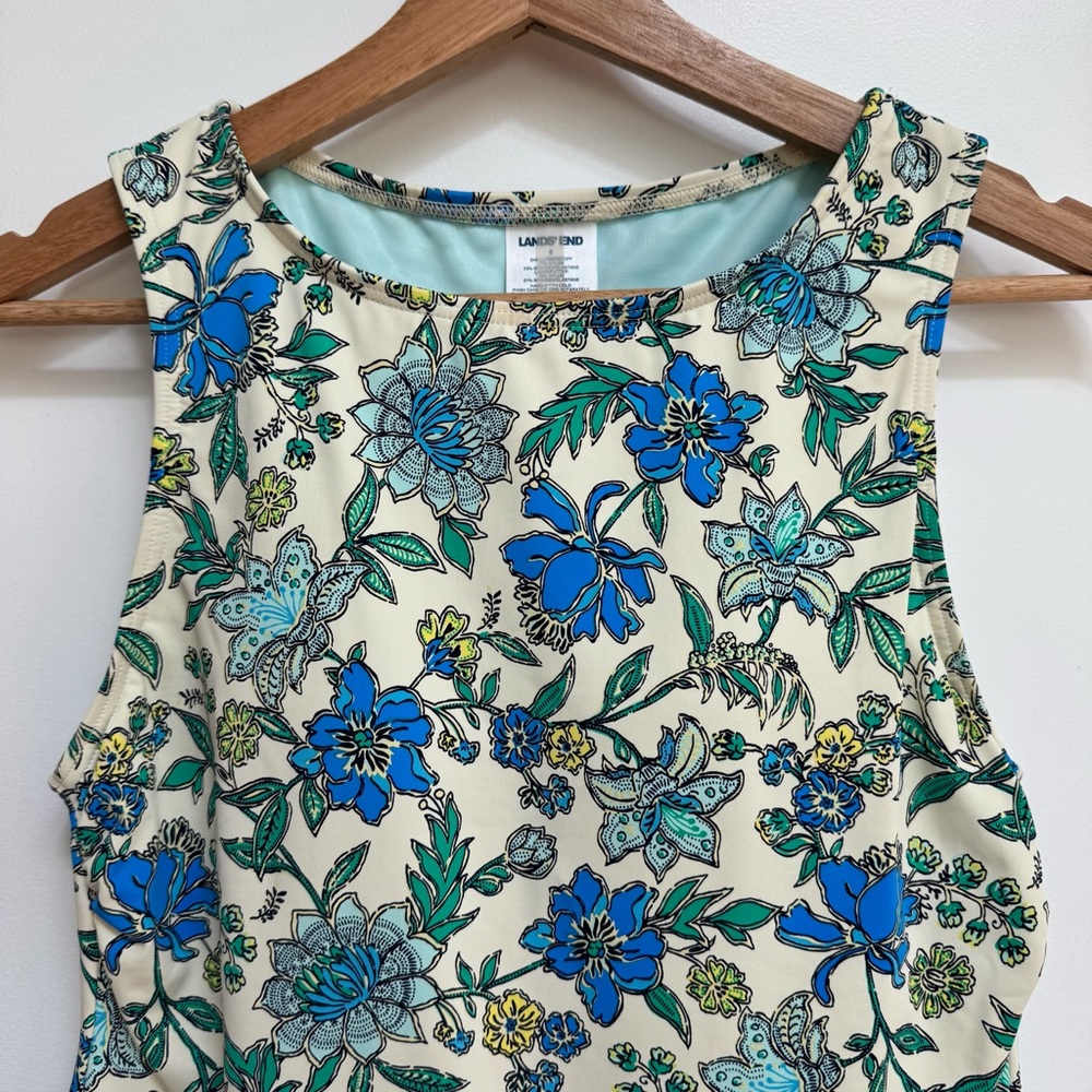 Lands End Floral High Neck Tankini Swimsuit Top Women Size 6 - Picture 3 of 13